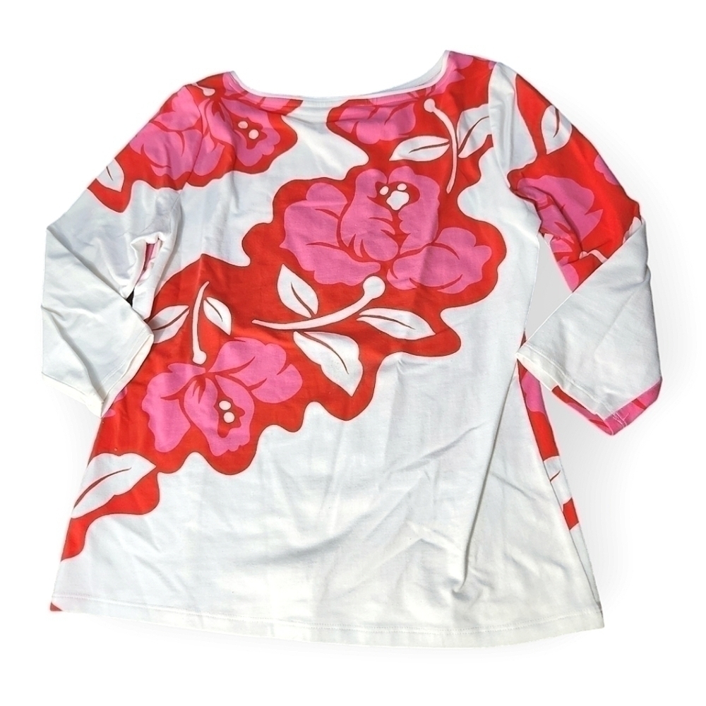 Talbots Petite Hawaiian Boatneck T-Shirt Medium